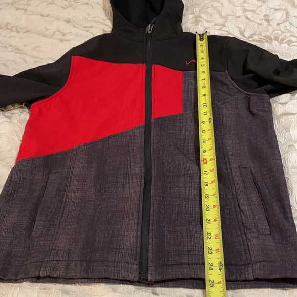Vertical ‘9 SZ XL (18-20) Women’s Zip Front Lightweight Black/Red Hooded Jacket - Picture 12 of 14